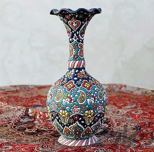 میناکاری گلدان؛ مات شفاف 3 طرح (پرندگان گل چهره)