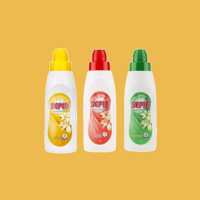 مایع لباسشویی سپید یک لیتری؛ بسته بندی پلاستیکی لکه بری قوی