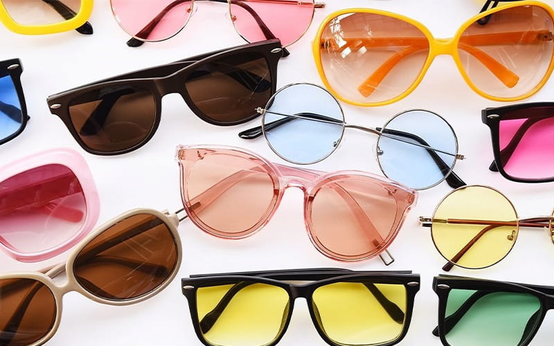 شیشه عینک آفتابی؛ مردانه زنانه UV ضد اشعه 4 رنگ (سیاه قهوه ای آبی زرد)