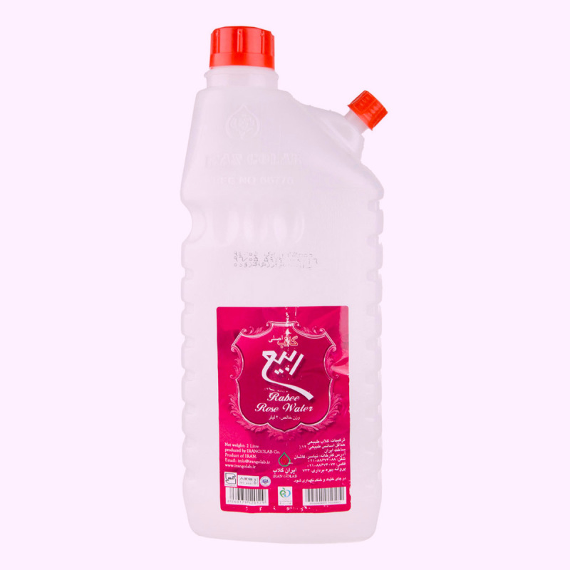 گلاب ربیع دو لیتری؛ مرغوب ابعاد 29.5 × 11.5× 7سانتی‌متر