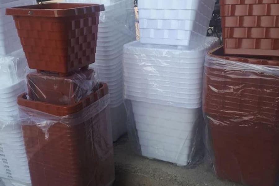 گلدان پلاستیکی سفید بزرگ؛ محکم با دوام 3 کاربرد آپارتمان حیاط خانه دکوراسیون