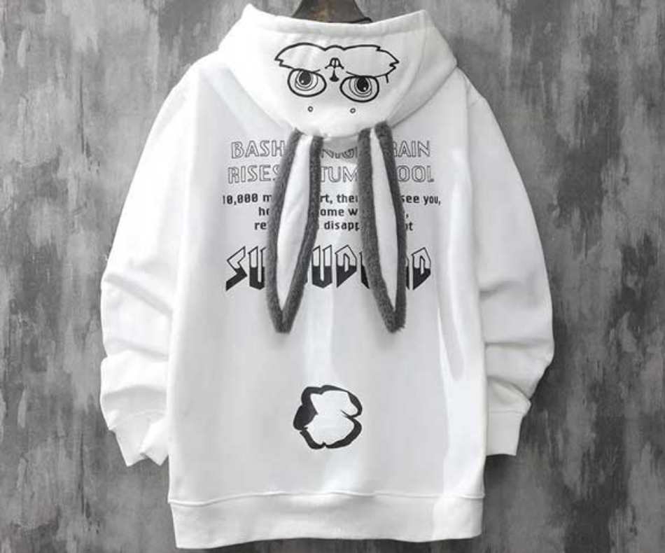 هودی دخترانه سفید؛ جلو بسته زیپ دار کلاه دار هماهنگ با تمام رنگها