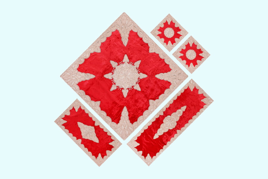 سرمه دوزی رومیزی؛ دوخت مورب زیگزاگ طرح پرتره طبیعت