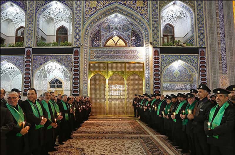 لباس خادمی امام رضا؛ پارچه فاستونی سرمه ای مشکی یقه (انگلیسی گرد ایستاده)