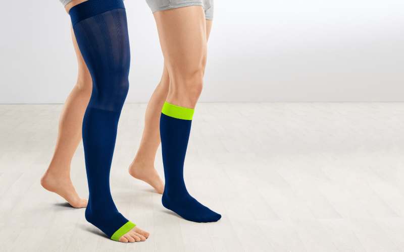 جوراب واریس بلند؛ 2 نوع فشار کم فشار بالا + جنس کتان