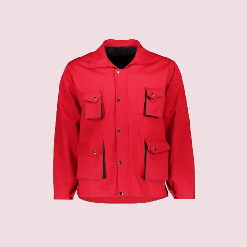 لباس کار جوشکاری آرگون؛ کتان پنبه ای قرمز رنگ ضد حریق