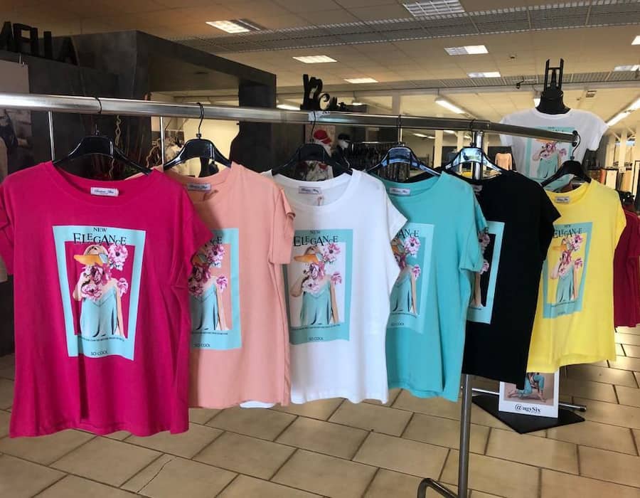 تیشرت عمده زنانه؛ نخی کشباف 2 رنگ قرمز صورتی