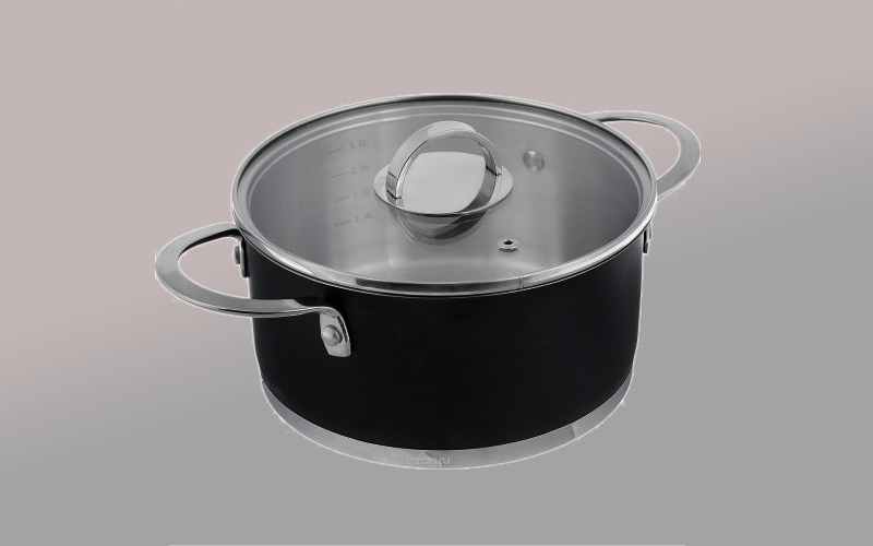 قابلمه استیل بکا Steel pot درب شیشه ای دسته فلزی 7 پارچه