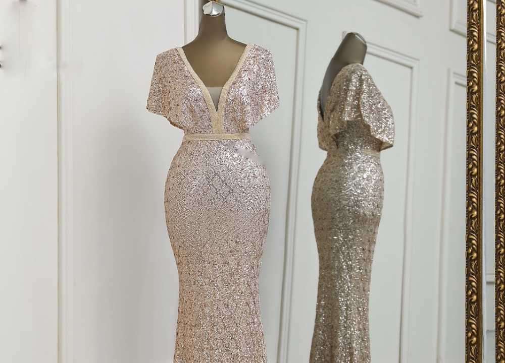 لباس مجلسی لمه بلند؛ بافت براق رنگی مناسب نامزدی عروسی مهمانی