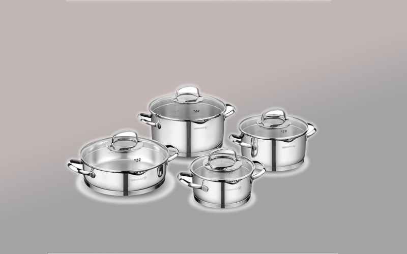 قابلمه استیل نچسب؛ استیل ضد رنگ طرح ارگونومی ساده