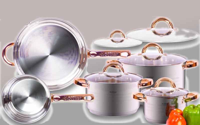 قابلمه استیل هافنر Hoffner استیل درب شیشه ای ساخت Germany