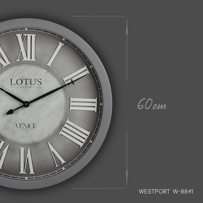 ساعت دیواری لوتوس گرد؛ بدنه فلزی طلایی رنگ (تک دو موتوره)