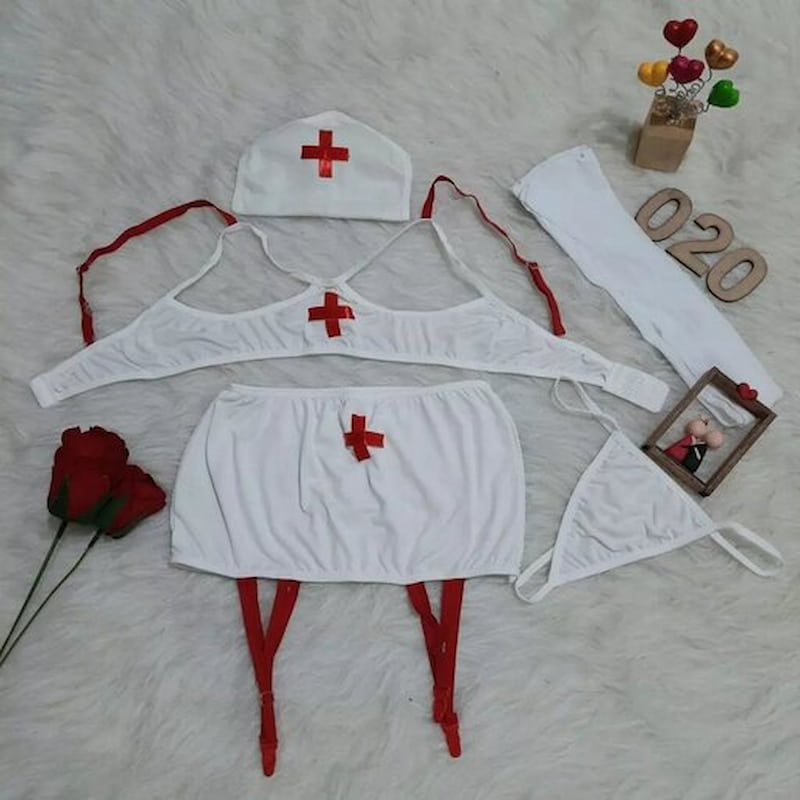 لباس خواب پرستاری pajamas جنس توری ساتن نخی 2 رنگ قرمز سفید