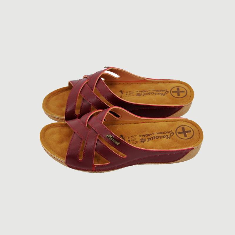 صندل طبی مسعود Masoud رویه چرم رنگ (قهوه ای مشکی کرم)