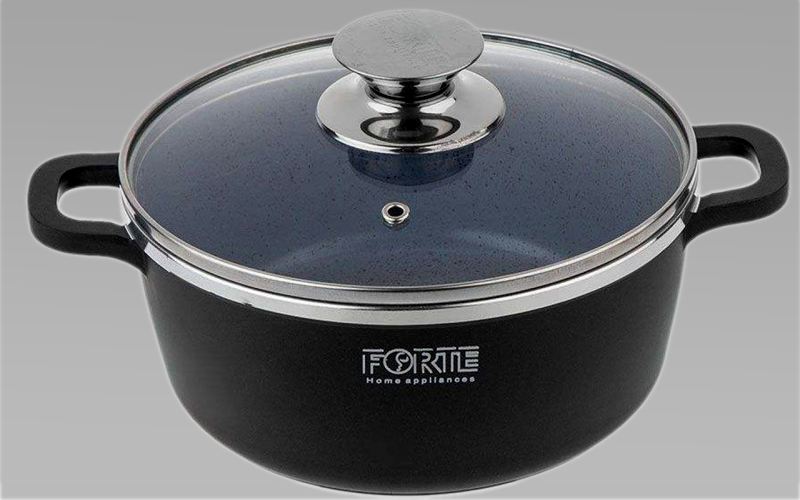 قابلمه چدن forte سرامیک نچسب پخت پز سریع درب شیشه ای