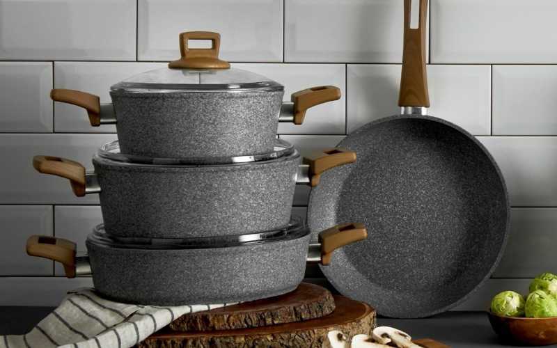 قابلمه چدن بوش Boosh ضدخش کیفیت استقامت بالا رنگ (مشکی طوسی سفید)