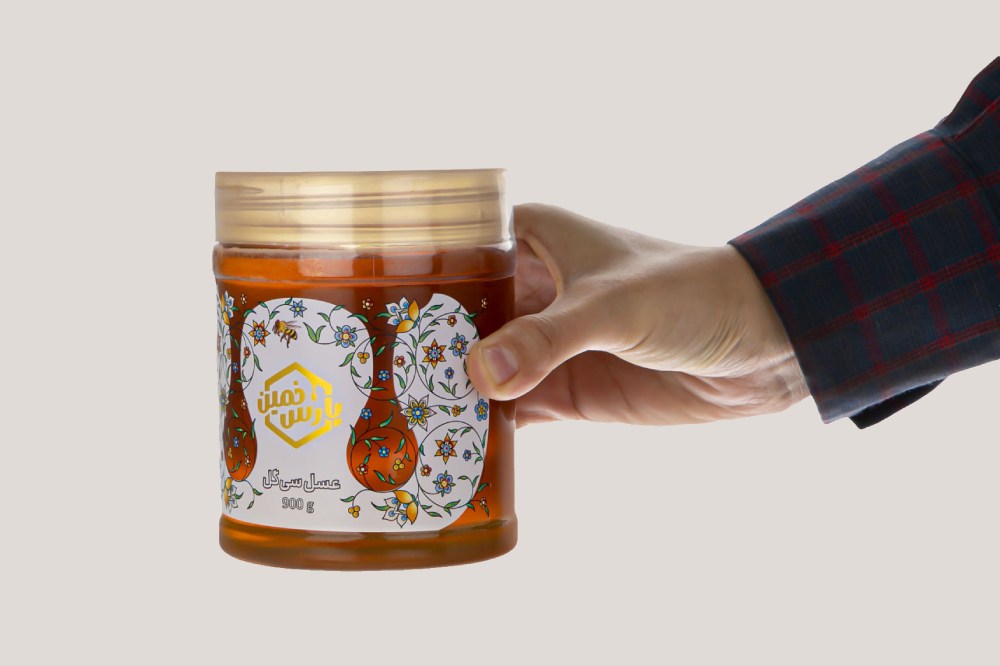 عسل پارس خمین honey غلیظ خوش رنگ انرژی 66 کالری