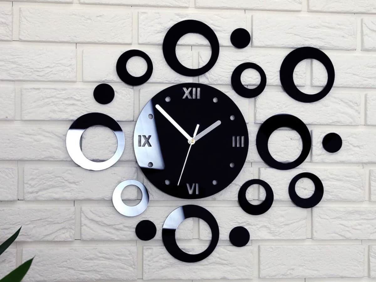 ساعت دیواری clock چوبی قهوه ای یک موتوره بدون صدا
