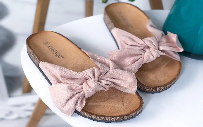 دمپایی شیک زنانه Slippers چرم طبیعی مصنوعی (پاشنه دار بدون پاشنه)