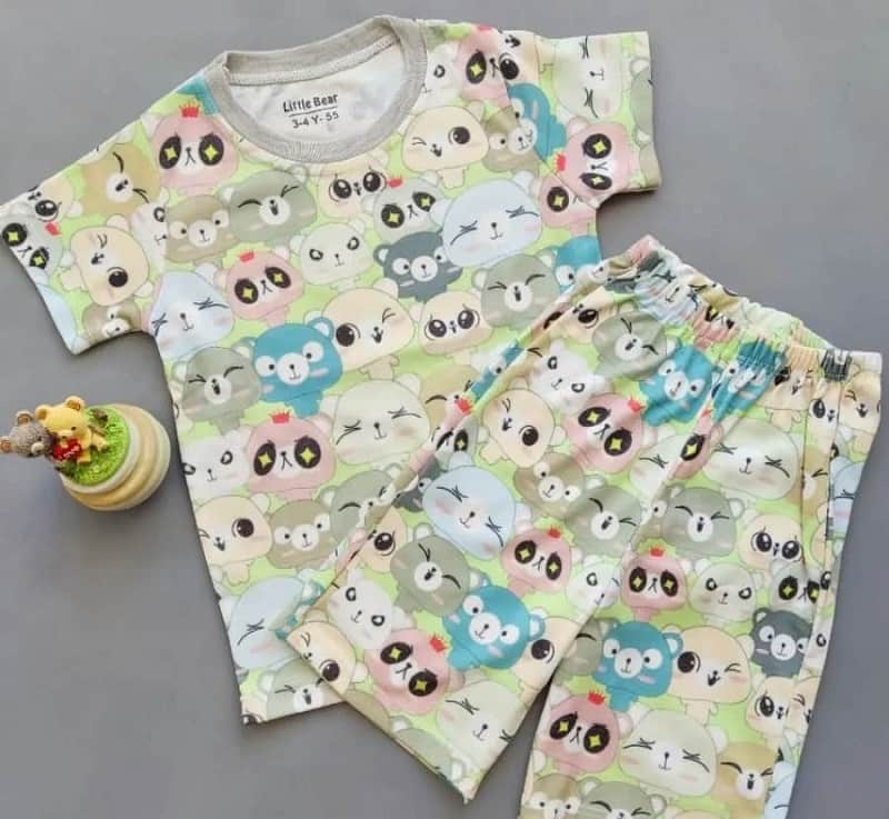 لباس خواب کودک pajamas ساده جلو بسته جنس نخی ویسکوز پشمی