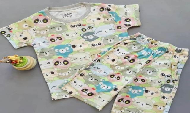 لباس خواب کودک pajamas ساده جلو بسته جنس نخی ویسکوز پشمی