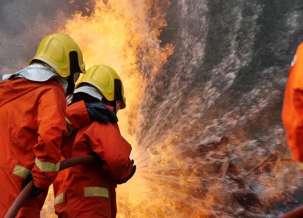 لباس ضد حریق آتش نشانی؛ جیب دار ساده رنگ سفید زرد قرمز