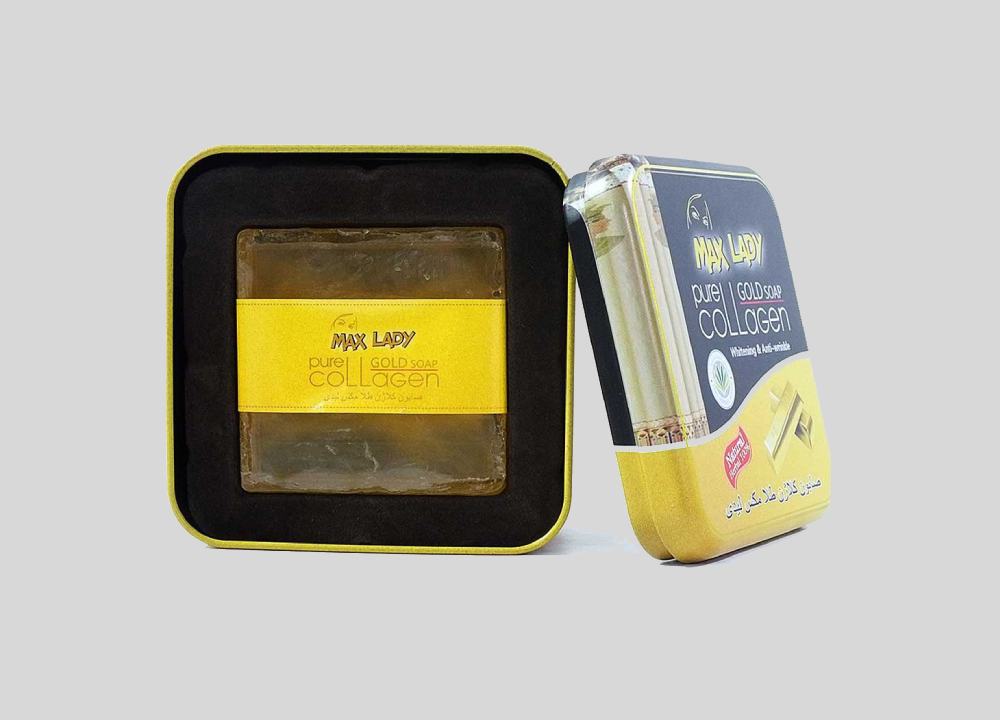 صابون کلاژن طلا مکس لیدی؛ رایحه موز لیمو انبه پاکسازی پوست