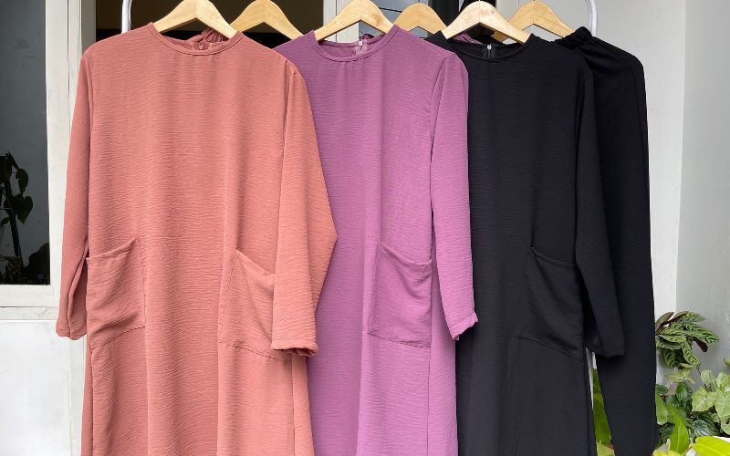 تونیک زنانه عمده؛ یقه ساده بدون دکمه جنس ریون پشمی نخی