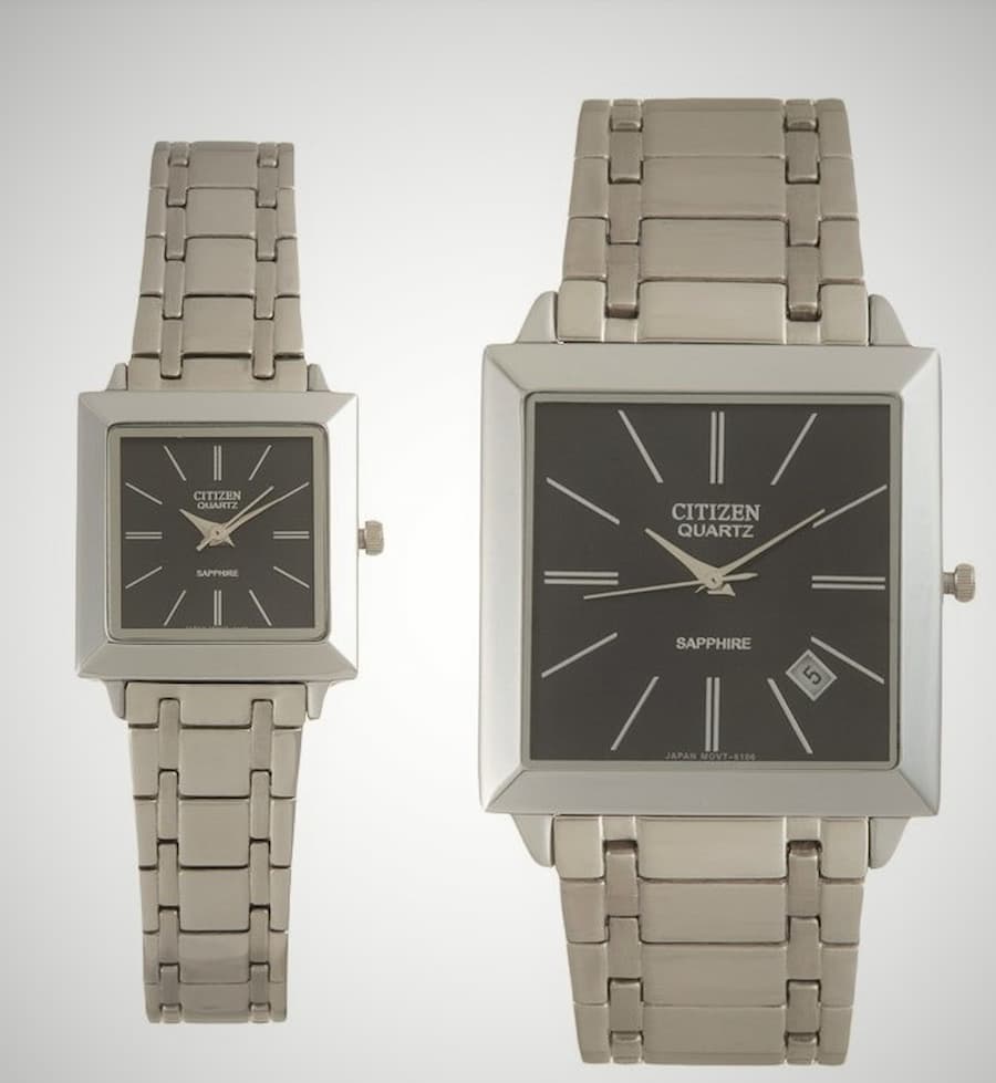 ساعت ست سیتیزن کوارتز؛ استیل رنگ (طلایی سفید مشکی) ساخت Japan