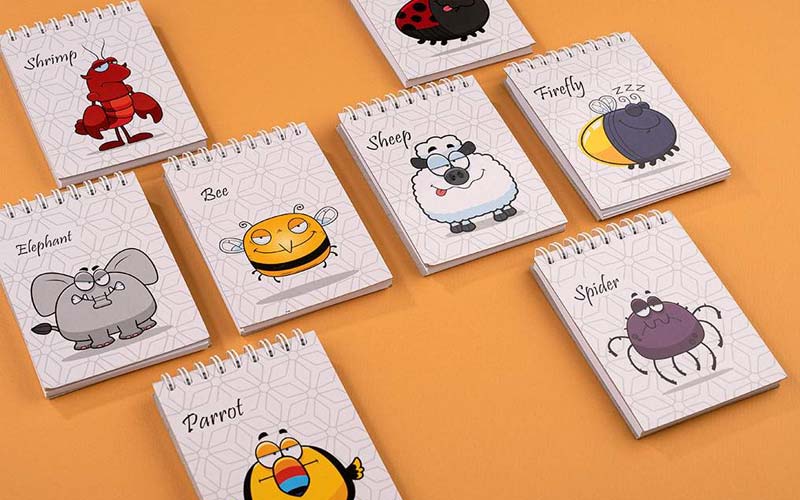 دفترچه یادداشت سیمی کوچک؛ ثبت خاطرات جنس (چرمی پارچه ای مقوایی)