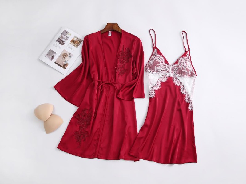 لباس خواب زنانه سایز بزرگ (شب) ضد تعریق 2 جنس حریر ساتن سایز XL XXL