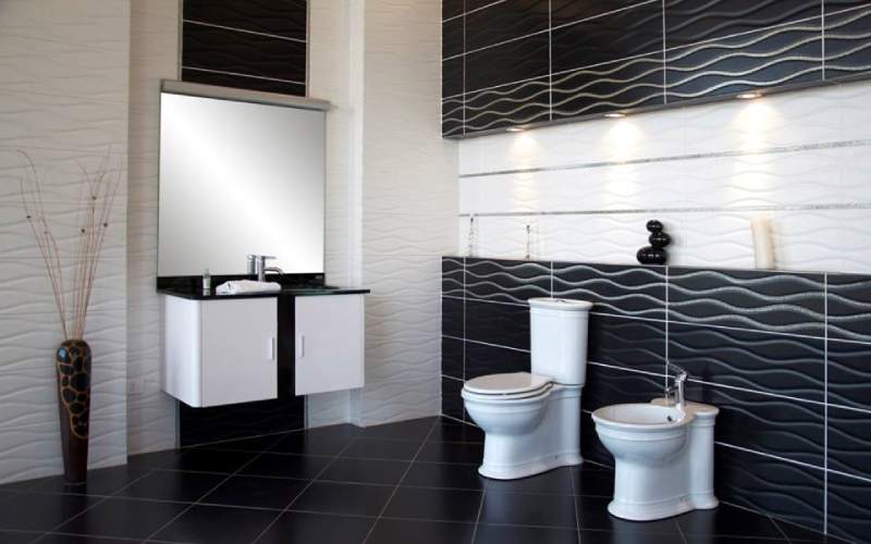 کاشی علیپور (سرامیک) سانیار سنگ فرش سایز 60*30 50*40 (سفید آبی)