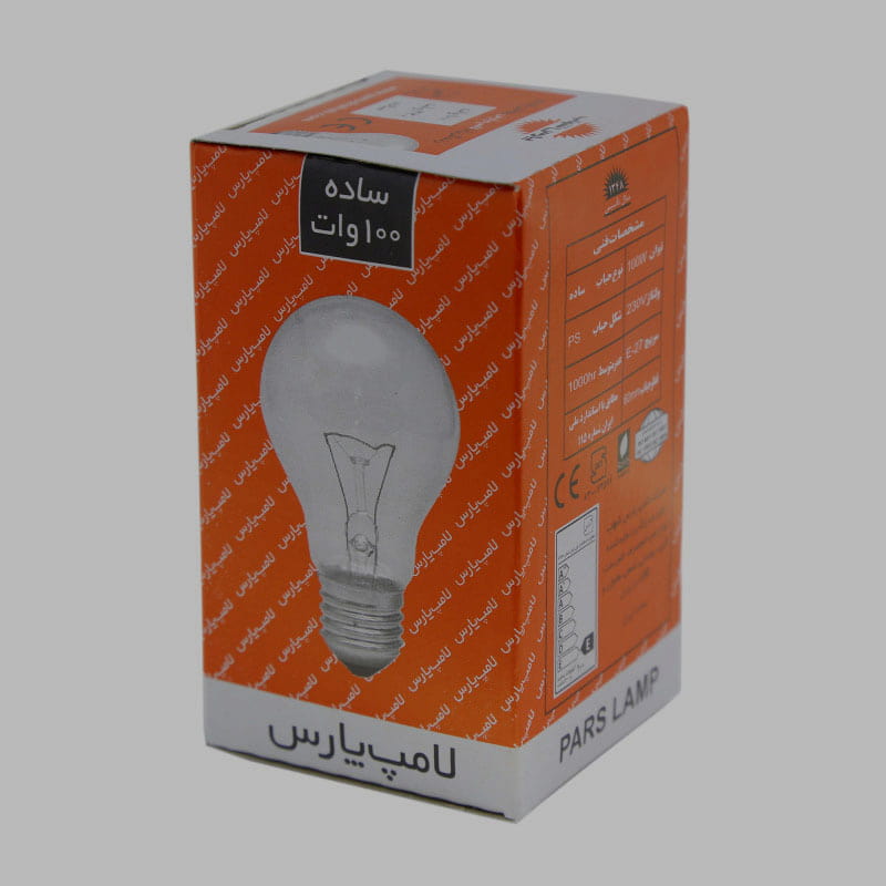 لامپ رشته ای 100 وات پارس؛ رنگ زرد کاملا یکنواخت (منزل مسکونی تجاری)