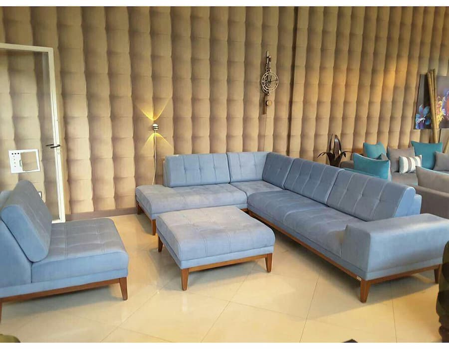 مبل ال ارزان قیمت یافت اباد؛ جنس چوب 7 نفره طرح شیک مدرن