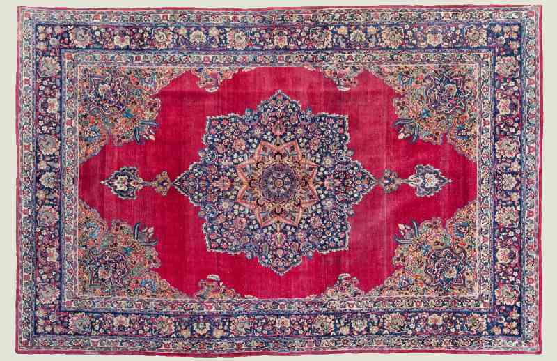 فرش ابریشم کرمان (قالی) طرح ساده بسته تراکم 700 1000 شانه