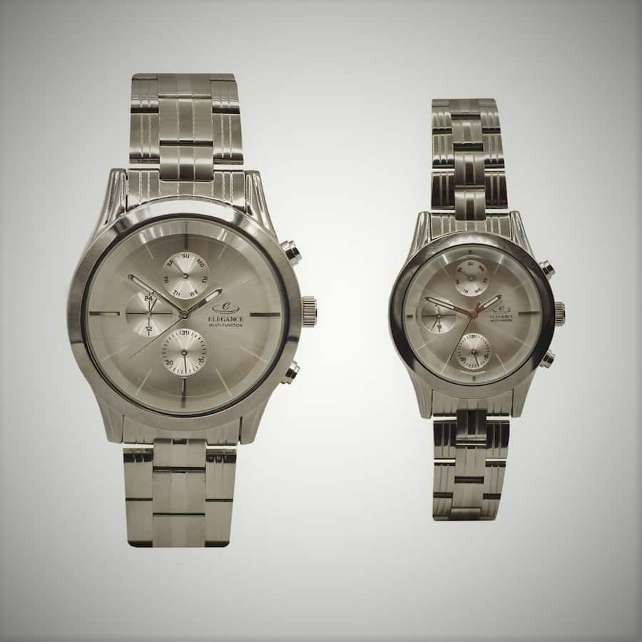 ساعت ست الگانس بند استیل (مچی) طلایی نقره ای ساخت کشور Japan