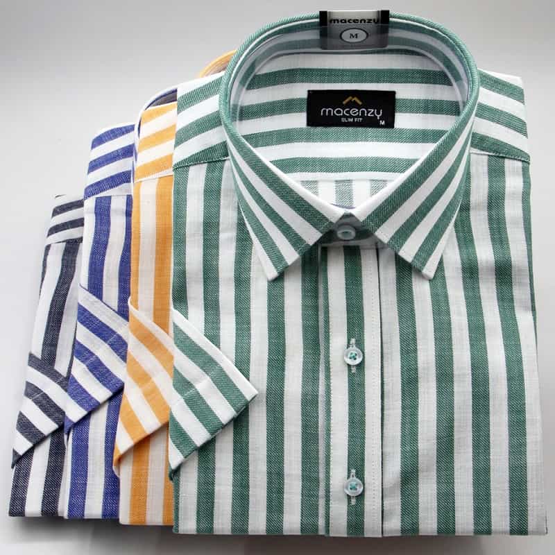 پیراهن مردانه مکنزی (بلوز) طرح راه راه عمودی افقی تولید Italy