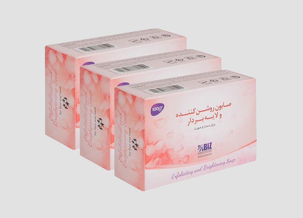 صابون روشن کننده لایه بردار بیز؛ رفع جای لک جوش تیرگی 100 گرمی