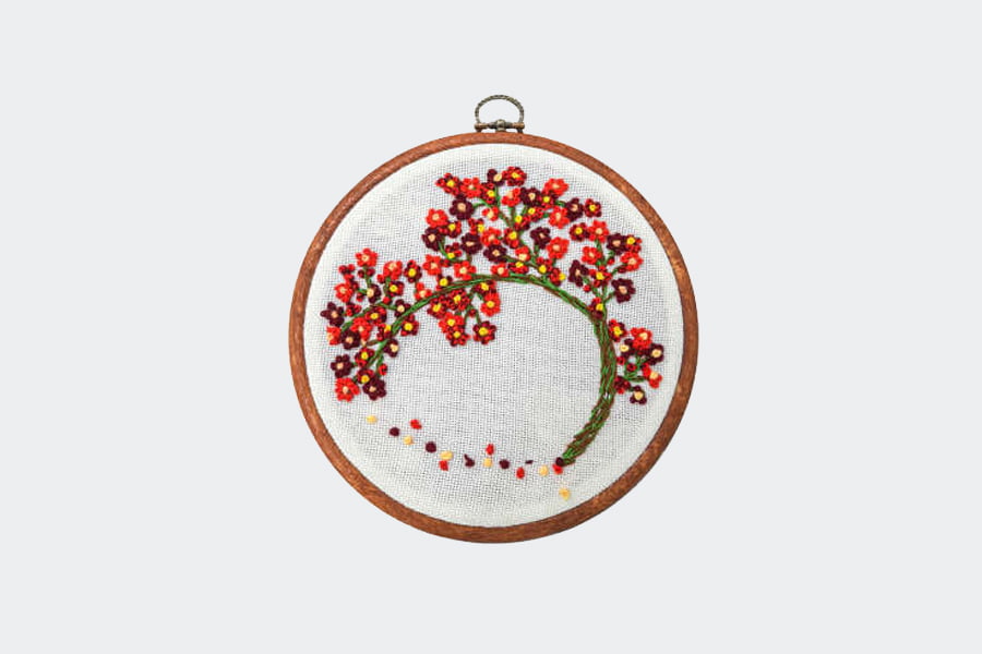 تابلو گلدوزی شده؛ قاب پلاستیکی چوبی سفید وزن (100 150) گرم