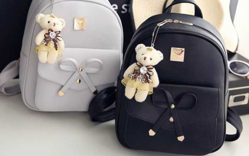 کیف کوله پشتی فانتزی دخترانه؛ زیپی دکمه ای سبک رنگبندی کامل