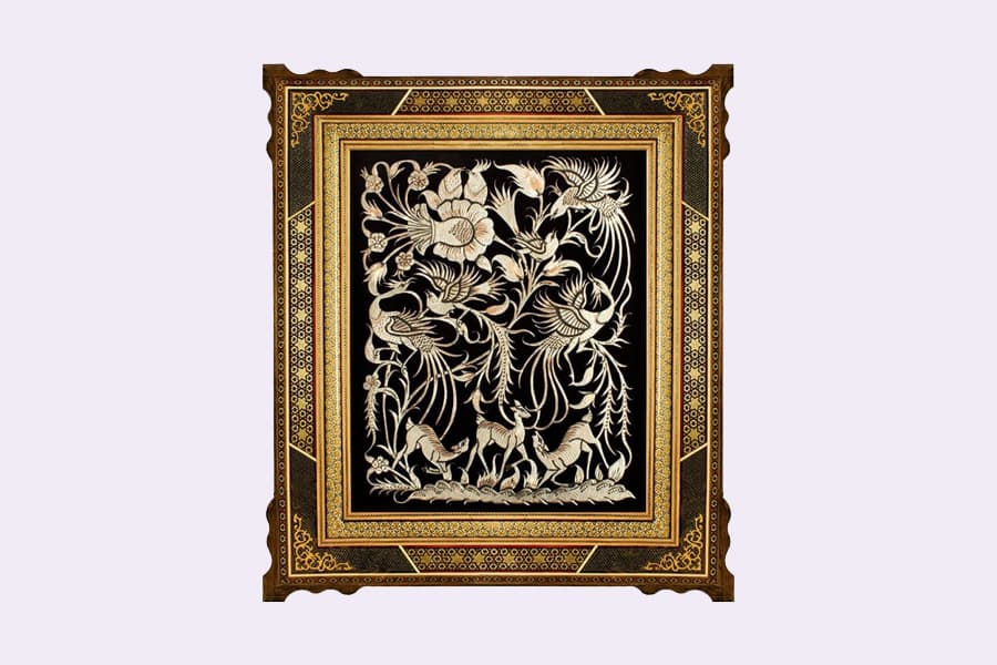 تابلو قلم زنی برجسته؛ سنتی کلاسیک فانتزی جنس مس نقره برنج