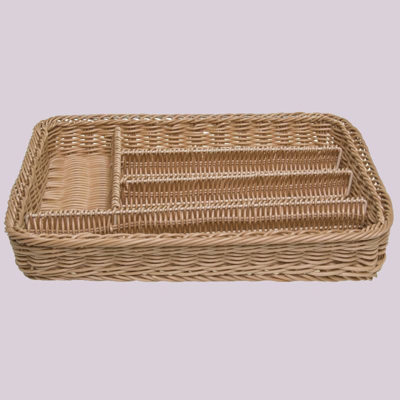 جا قاشقی حصیری؛ فلزی پلاستیکی دایره ای مربع 2 رنگ (قهوه ای کرم)