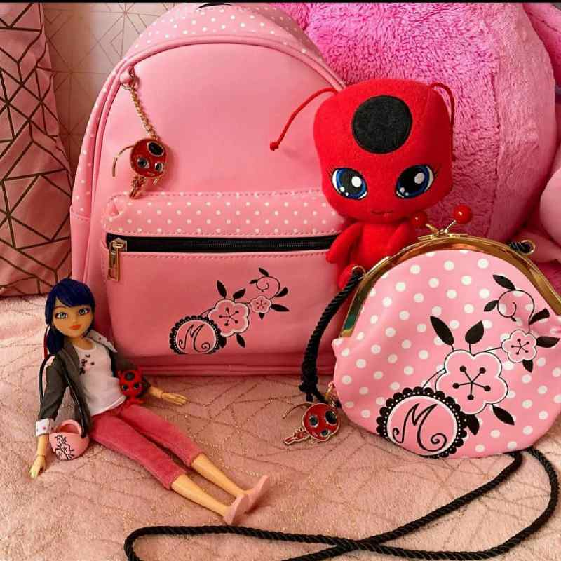 کیف مدرسه مرینت؛ صورتی ابعاد (22*11*28) سانتی‌ متر دوخت باکیفیت