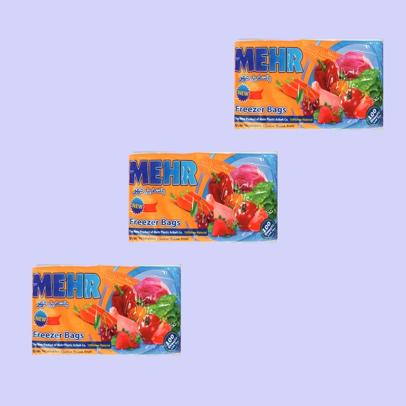 کیسه فریزر مهر؛ ساده زیپ دار جنس پلی اتیلن سایز (25*35  25*25)