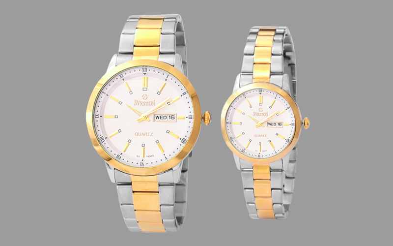 ساعت مردانه sveston؛ ضد حساسیت دارای تقویم 3 رنگ نقره ای مشکی قهوه ای