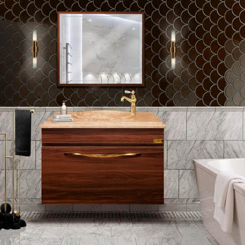 روشویی کابینتی طرح چوب؛ ضد آب (PVC) پایه دار بی پایه مقاوم برابر رطوبت