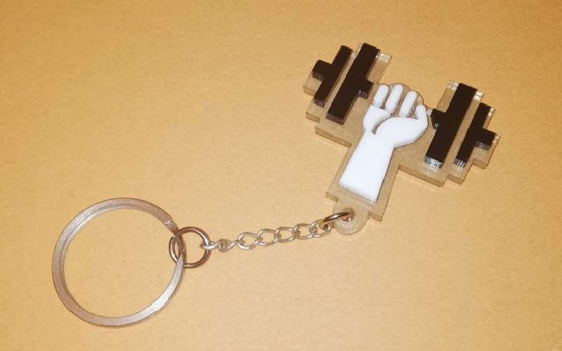 جاکلیدی دمبل؛ چرم پلاستیکی نمدی فلزی 2 رنگ نقره ای طلایی