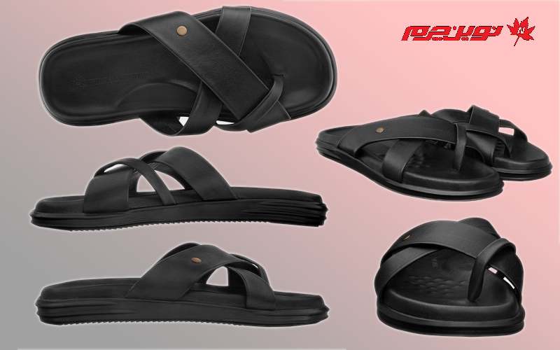 صندل مردانه نوین چرم؛ سیاه قهوه ای مناسب پا سایز 41