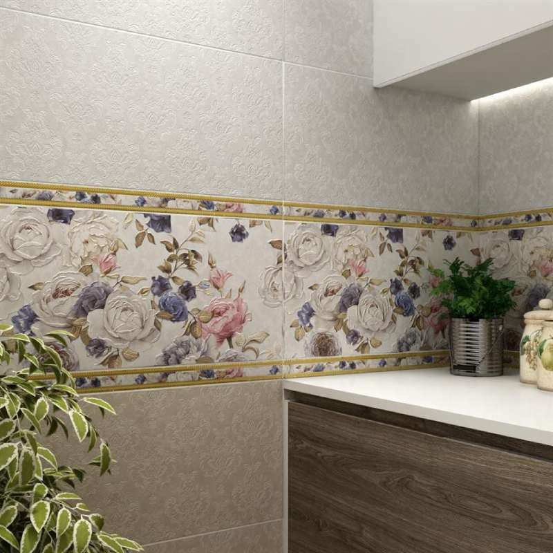 کاشی ایفا طرح پاریس؛ گلدار ساده سفید سایز 60*30