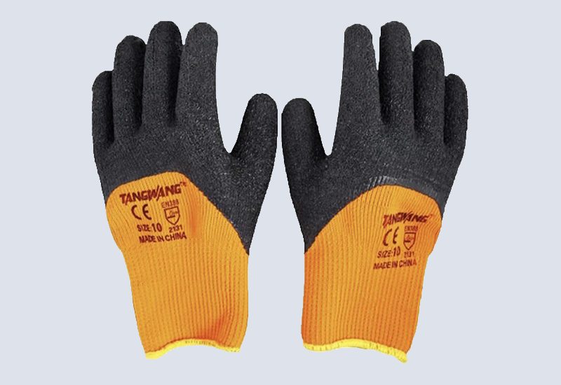 دستکش ایمنی تانگ وانگ؛ لاتکس کتان پلی استر 3 رنگ آبی مشکی قرمز